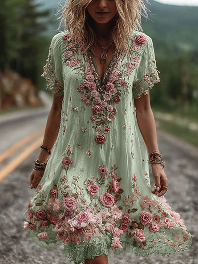 Amélie - Robe avec broderie florale