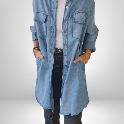 Krystyna - Veste en Denim Élégante avec Col et Manches Longues
