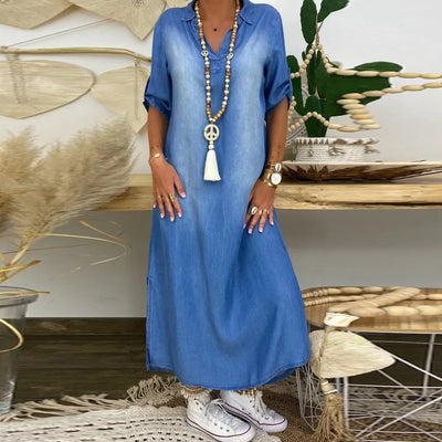 Lea - Robe Longue Style Jean
