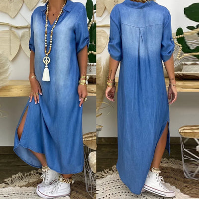 Lea - Robe Longue Style Jean