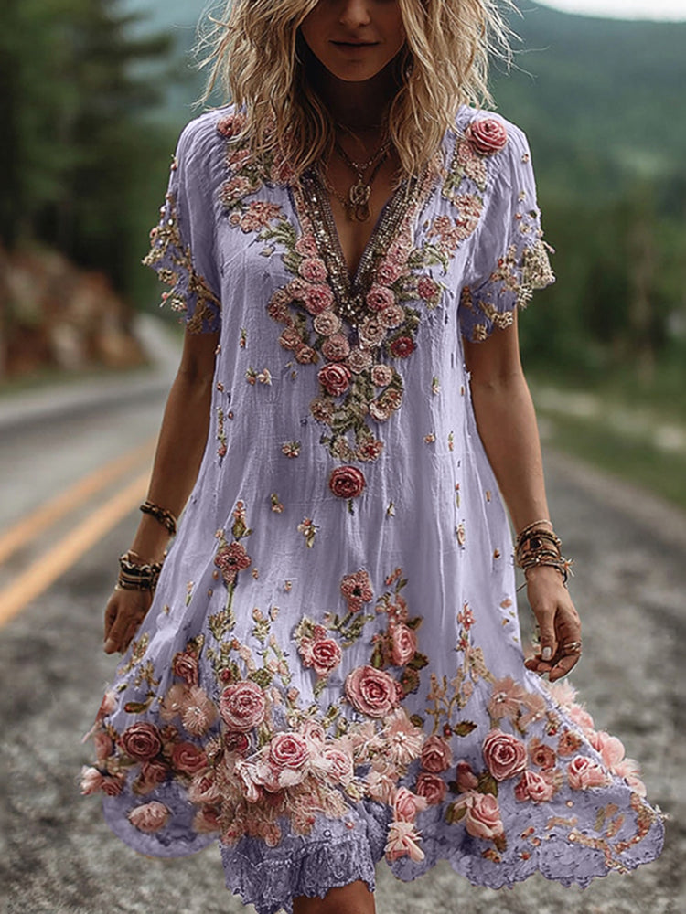 Amélie - Robe avec broderie florale