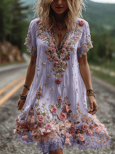Amélie - Robe avec broderie florale