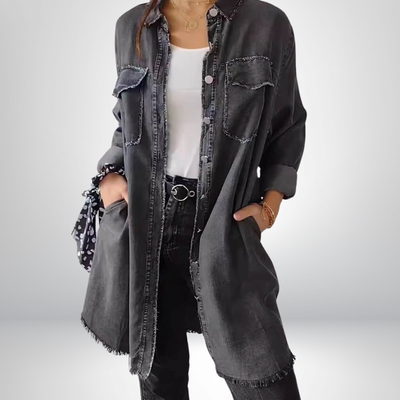 Krystyna - Veste en Denim Élégante avec Col et Manches Longues