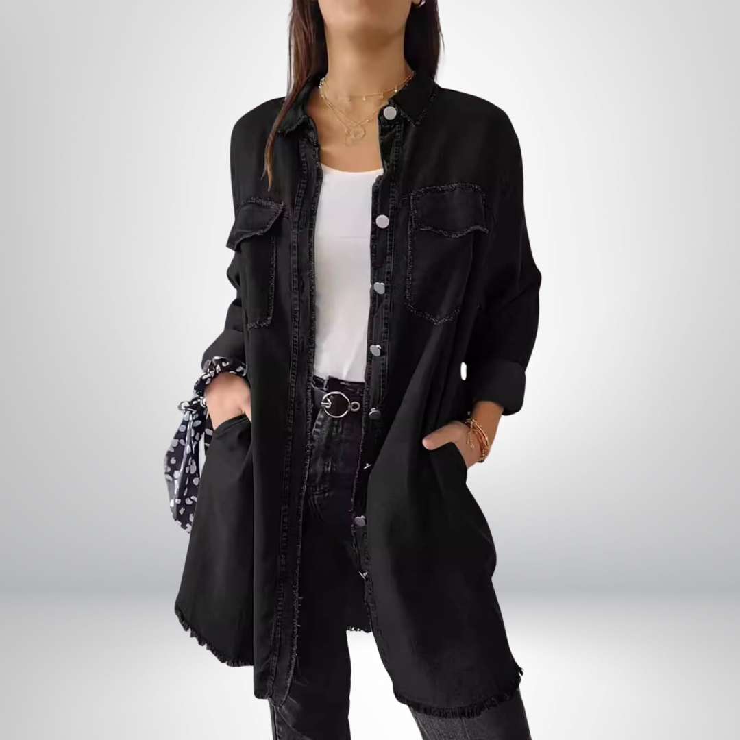 Krystyna - Veste en Denim Élégante avec Col et Manches Longues