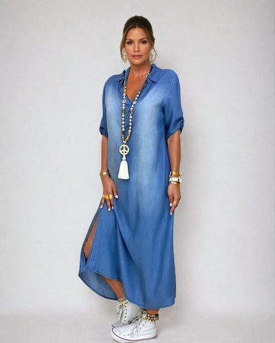 Lea - Robe Longue Style Jean