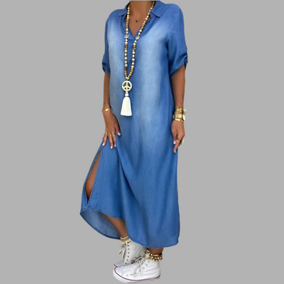 Lea - Robe Longue Style Jean