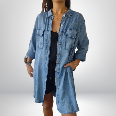 Krystyna - Veste en Denim Élégante avec Col et Manches Longues