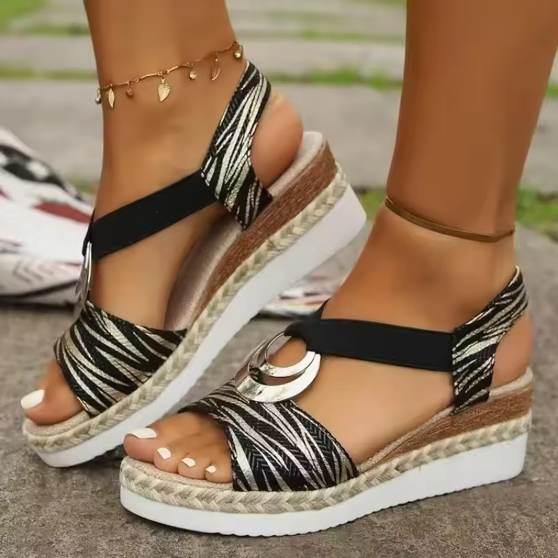 Leonie | Sandales Confortables Orthopédiques à Talon Compensé