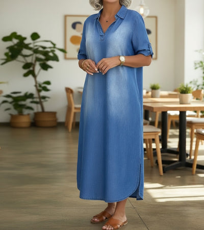Lea - Robe Longue Style Jean