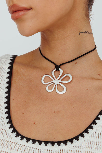 Collier Pendentif Fleurs Épanouies Argent