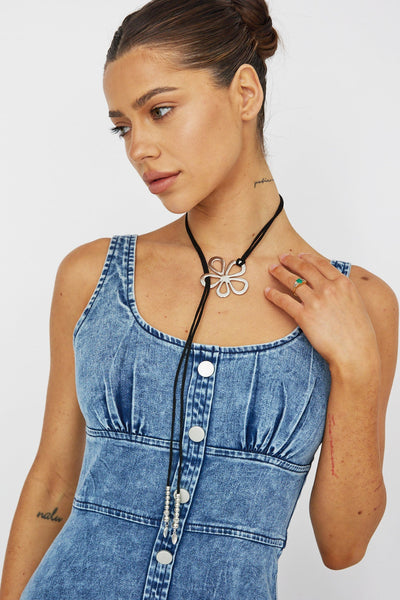 Collier Pendentif Fleurs Épanouies Argent