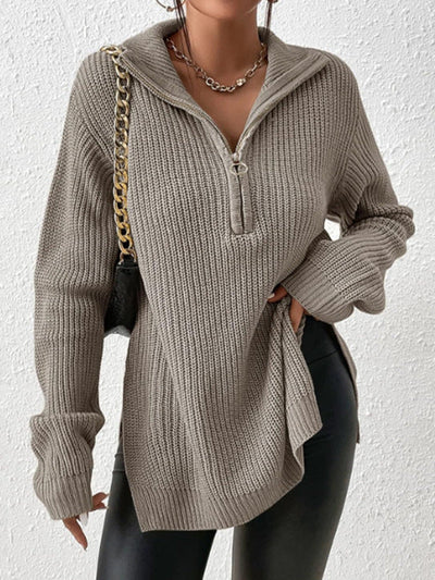 Luna™ | Pull Élégant à Col V avec Fermeture Zippée
