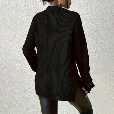 Luna™ | Pull Élégant à Col V avec Fermeture Zippée