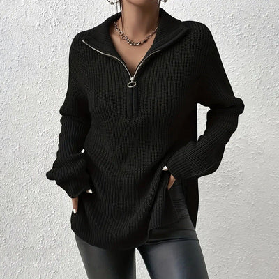 Luna™ | Pull Élégant à Col V avec Fermeture Zippée
