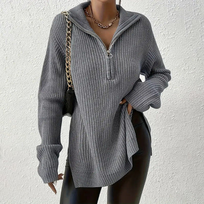 Luna™ | Pull Élégant à Col V avec Fermeture Zippée