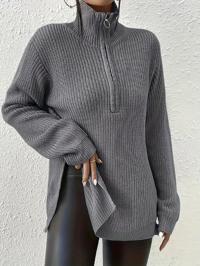 Luna™ | Pull Élégant à Col V avec Fermeture Zippée