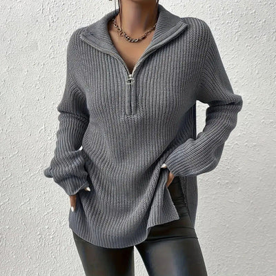 Luna™ | Pull Élégant à Col V avec Fermeture Zippée
