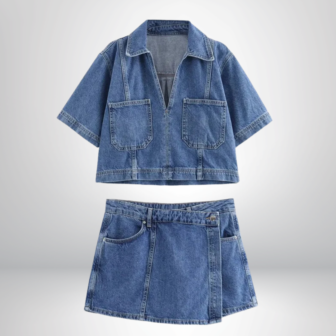 Jadwiga - Ensemble en Denim avec Décolleté en V