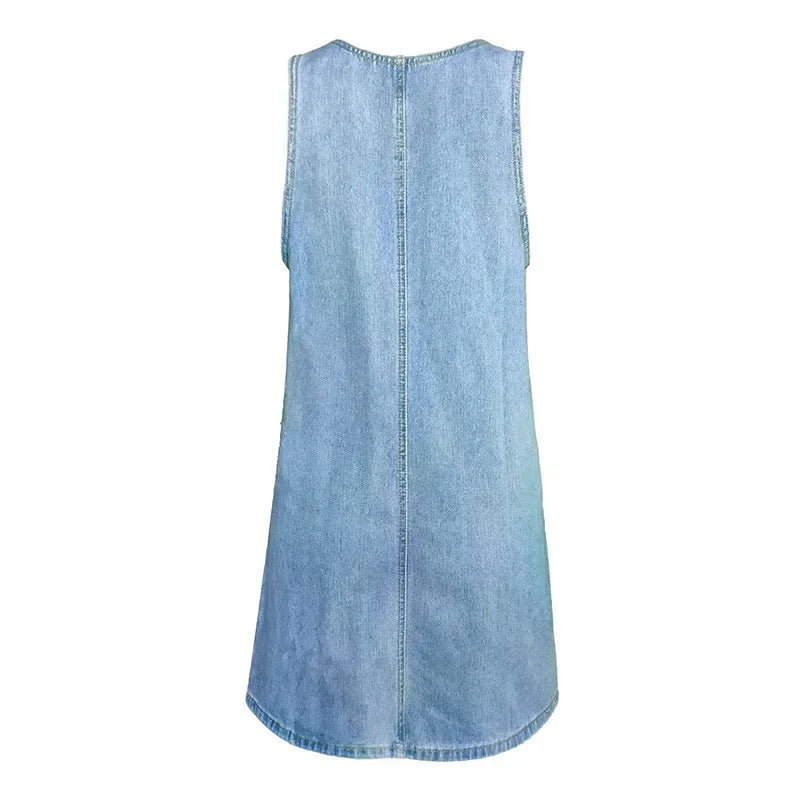 Malwina - Robe d'Été Pratique et Légère en Denim