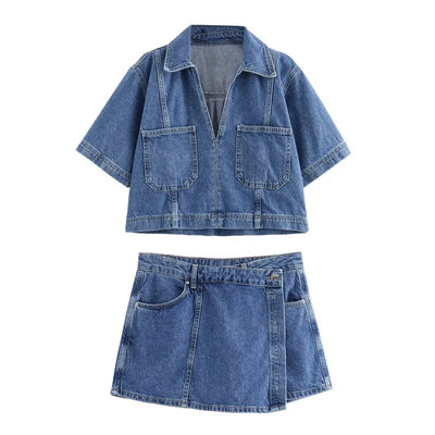 Jadwiga - Ensemble en Denim avec Décolleté en V