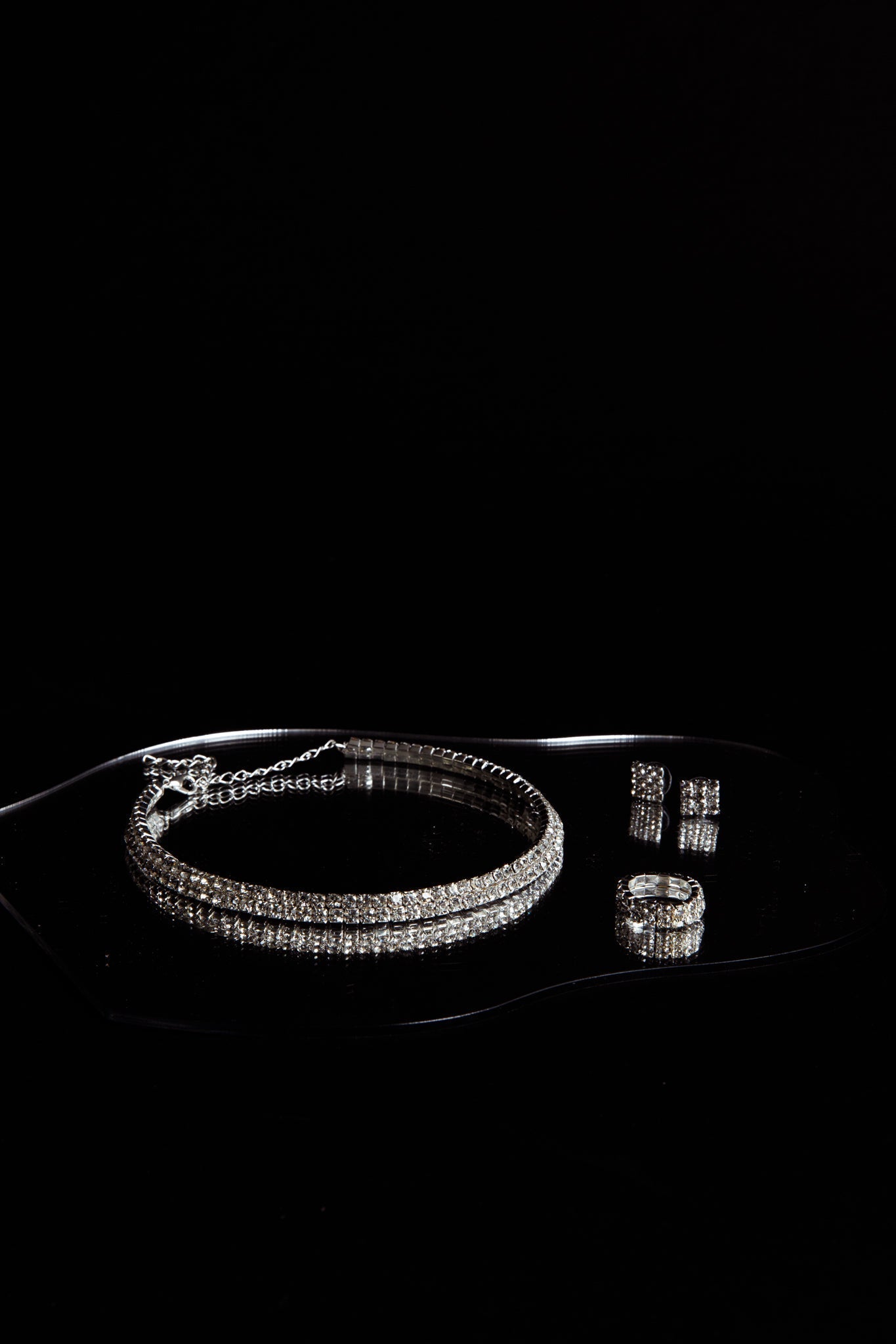 Ensemble de Boucles d'Oreilles, Bague et Collier Suite Life Diamante Argent
