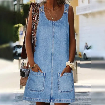 Malwina - Robe d'Été Pratique et Légère en Denim